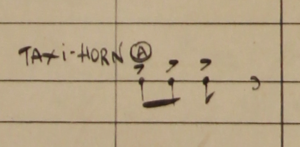 Gershwin's handwritten notation for the first appearance of a taxi horn in measure 30 of An American in Paris. Courtesy George Gershwin Family Trusts.