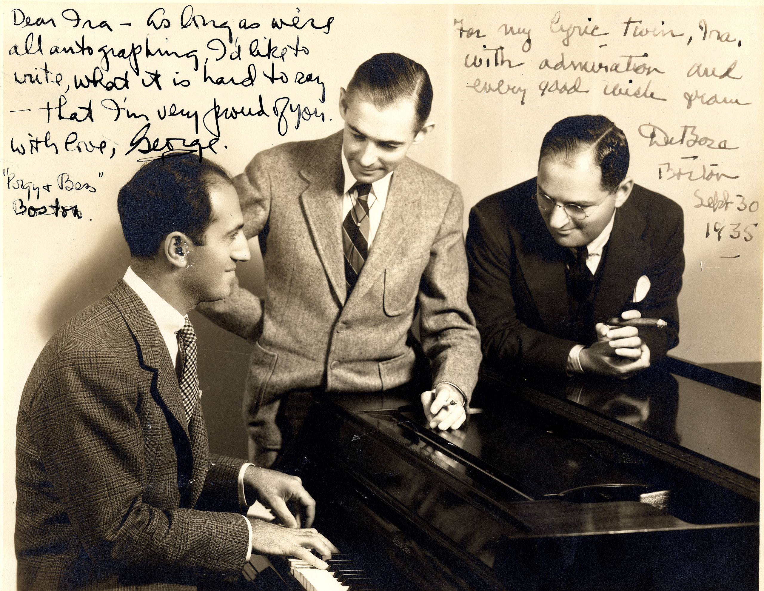 The Gershwin Brothers and DuBose Heyward in Boston on 30 September 1935, the day of the first performance of Porgy and Bess The Gershwin Brothers and DuBose Heyward in Boston on 30 September 1935, the day of the first performance of Porgy and Bess