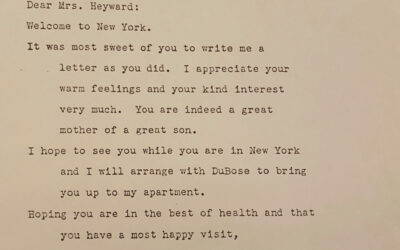 From the Archives: “Dear Mrs. Heyward: A Letter from George to DuBose’s Mother”