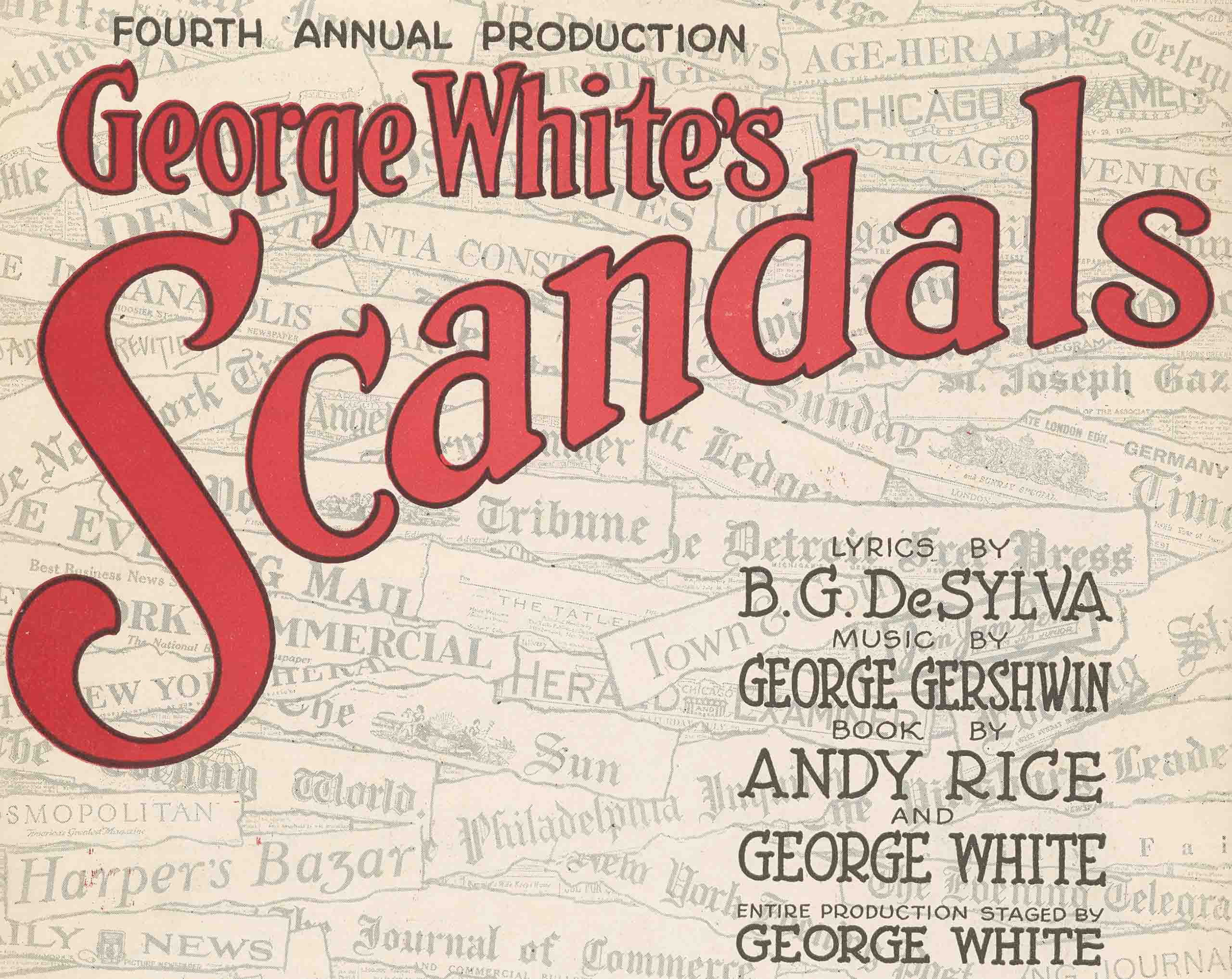 Part of sheet music cover for George White's Scandals of 1922