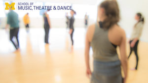 Zoom background, out of focus photo of dance class