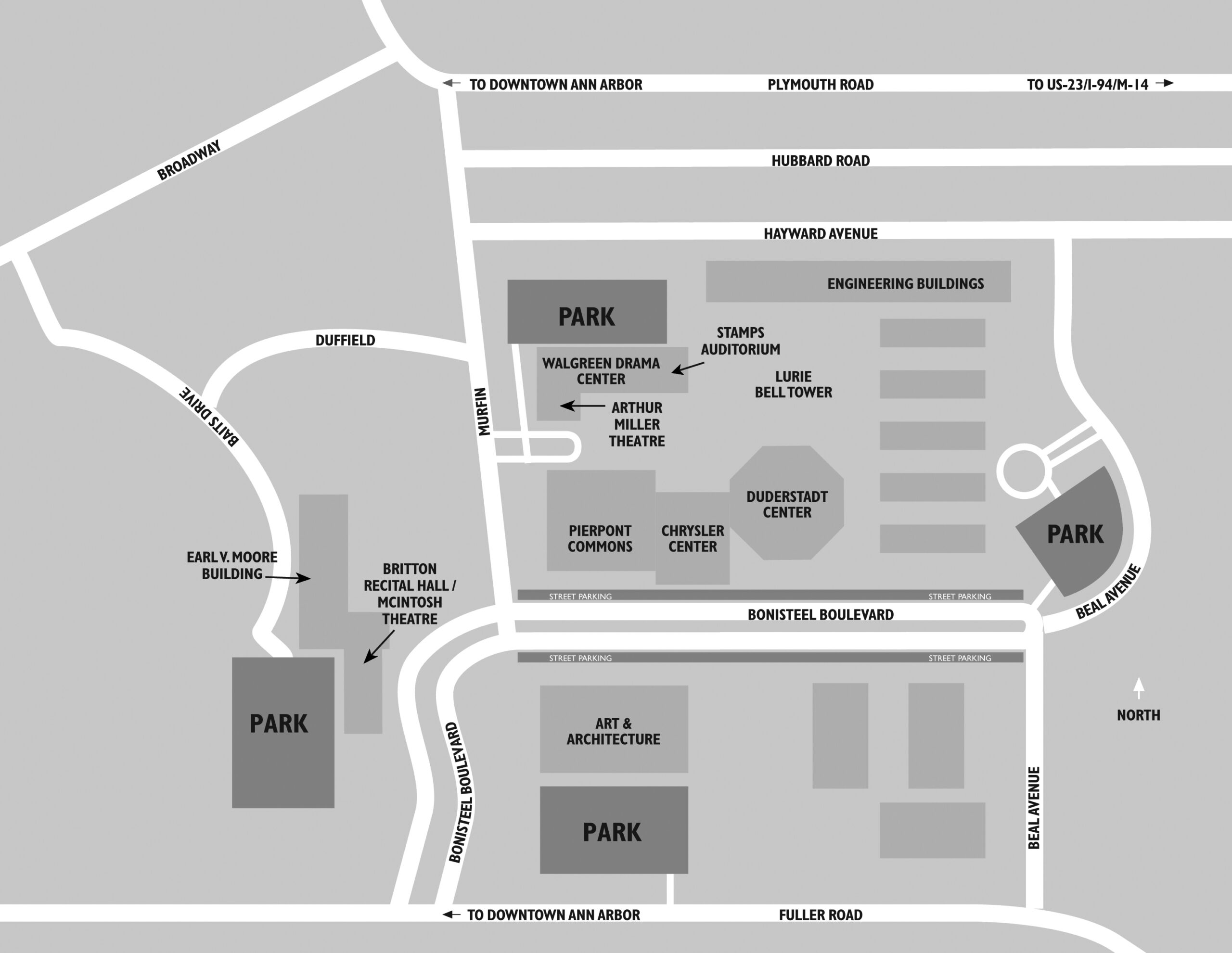 Map of U-M North Campus venues