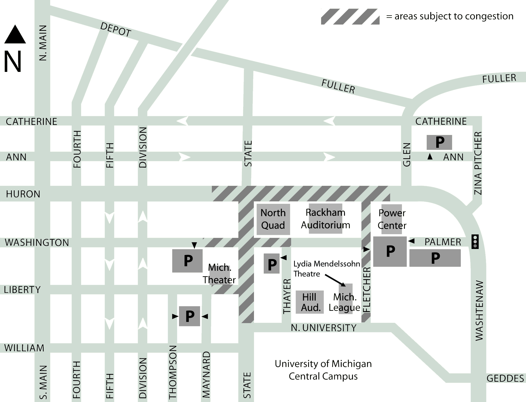 Map of U-M Central Campus venues