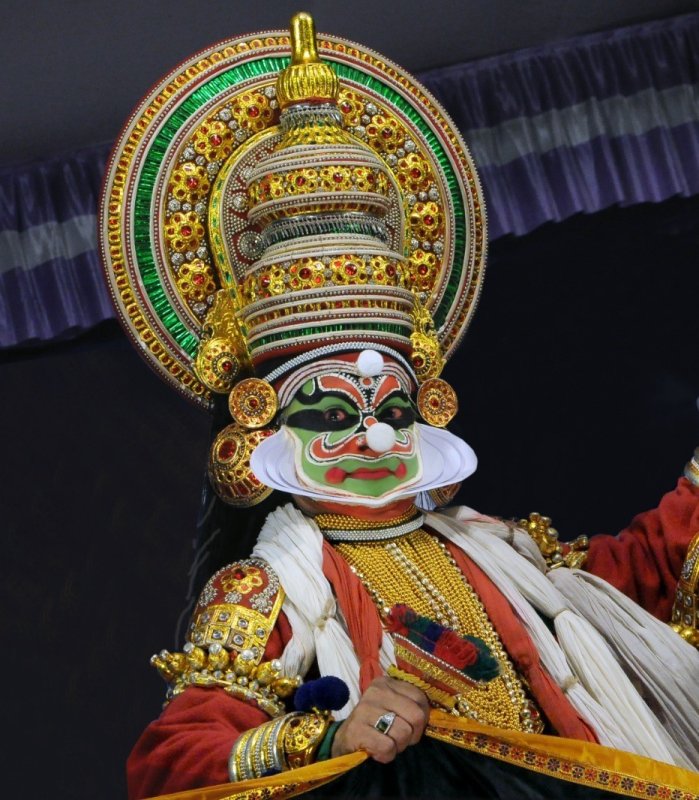 Traditional South Asian costume for a Kathakali Dance Drama