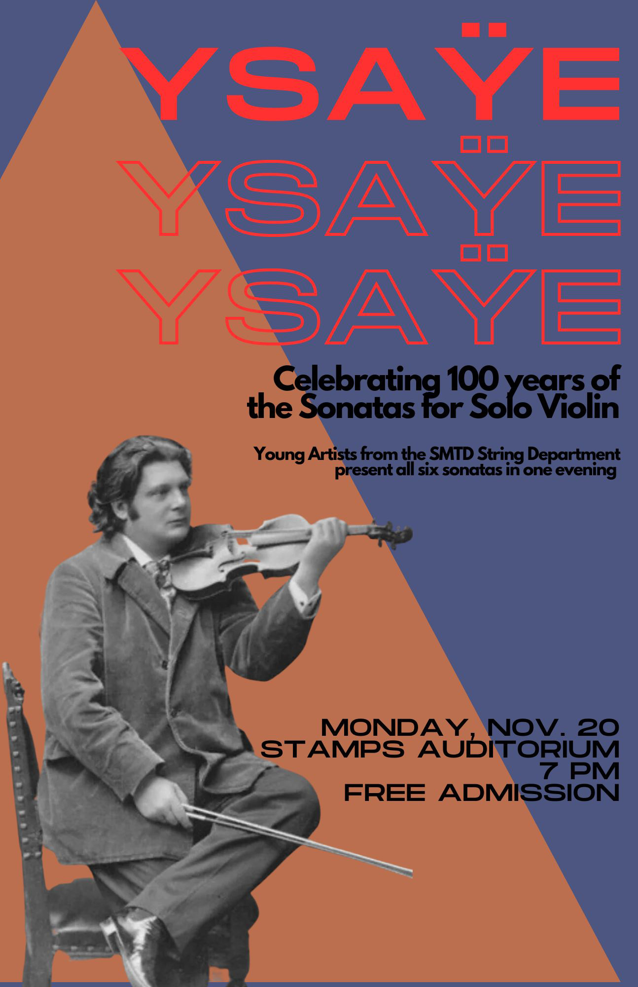 Poster for Ysaye: Celebrating 100 years of the Sonatas for Solo Violin