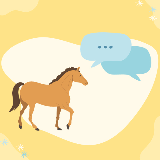 Illustration of a horse with thought bubble