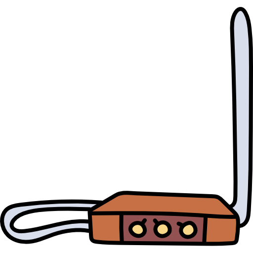 Illustration of a flat box with three knobs on it, and a looped cord on both sides