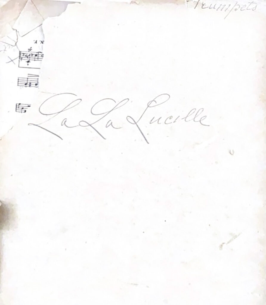 Cover page for the Trumpet part for La La Lucille, Amherst College