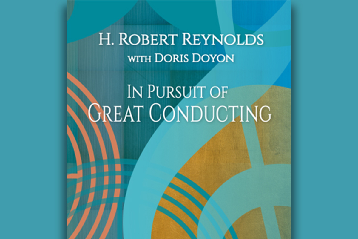 Book cover for "In Pursuit of Great Conducting" with blue background