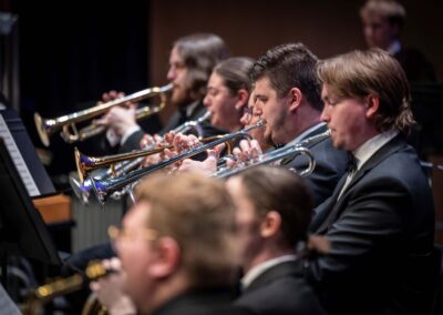Trumpet section in performance at U-M Flint.