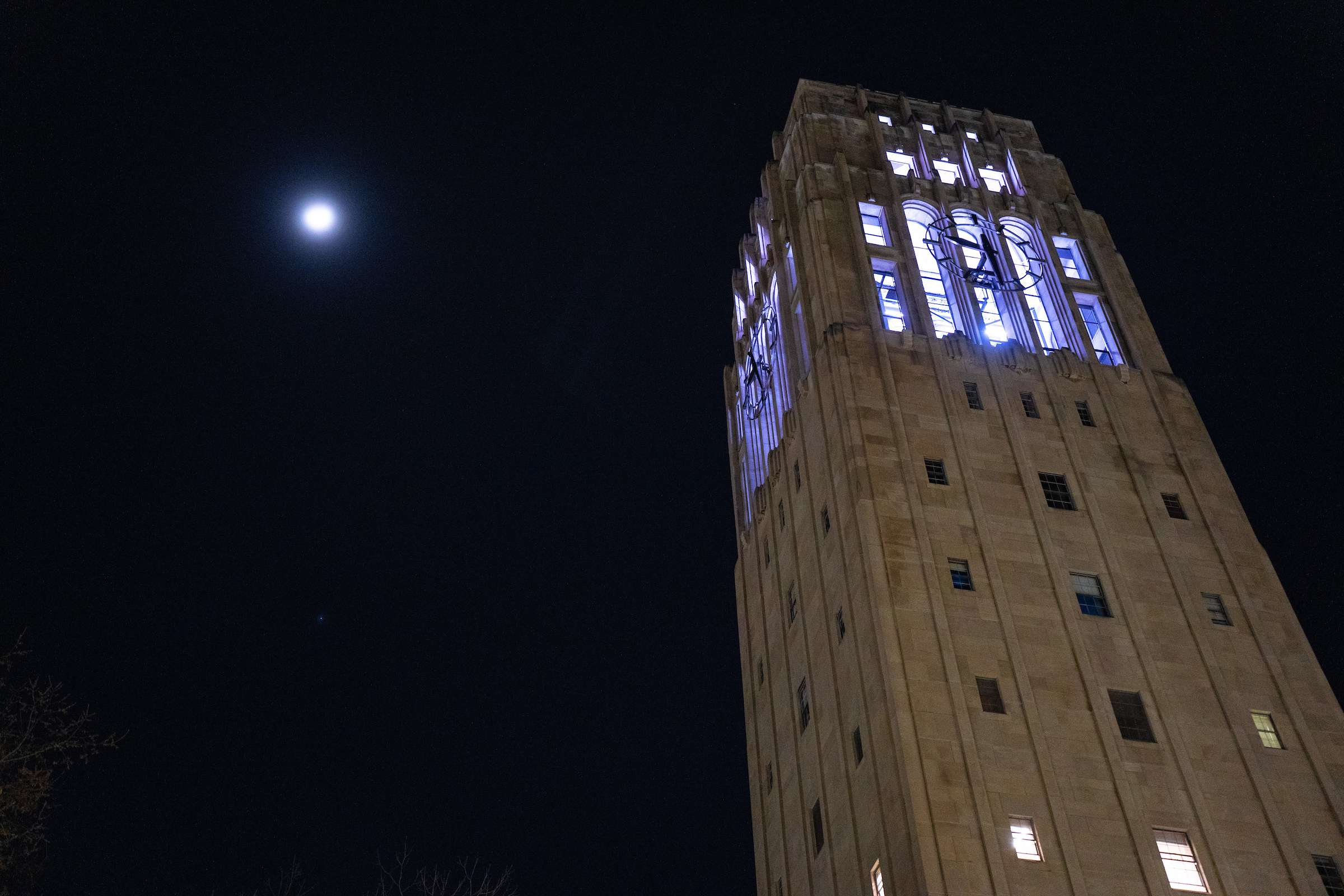 Burton Tower at night