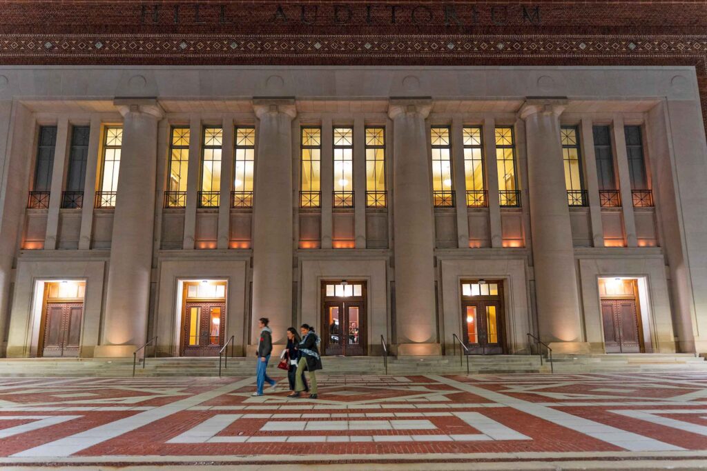 Hill Auditorium at night