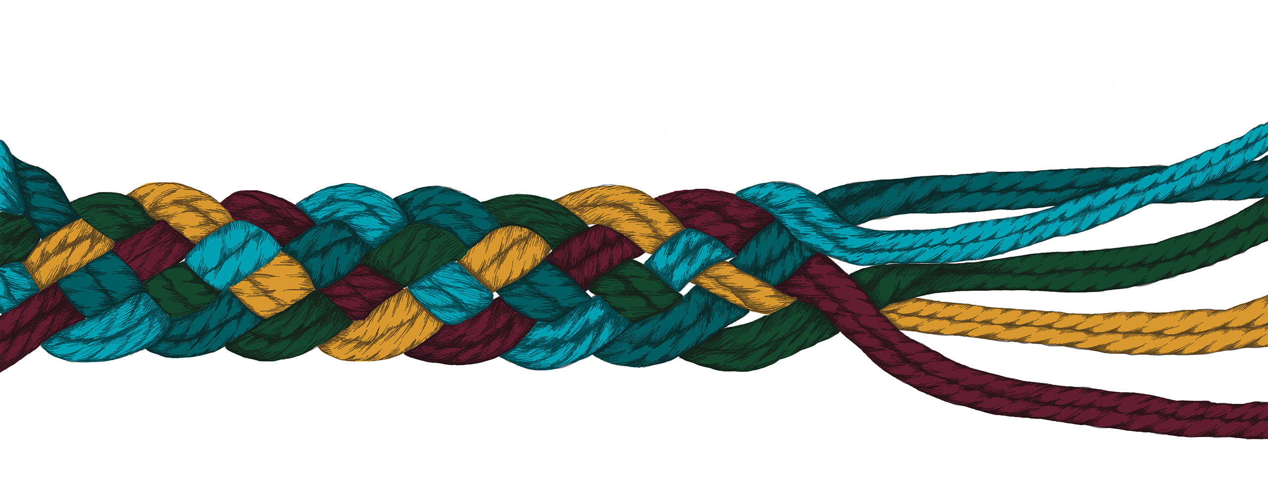 Illustration of a weaved fiber friendship bracelet.