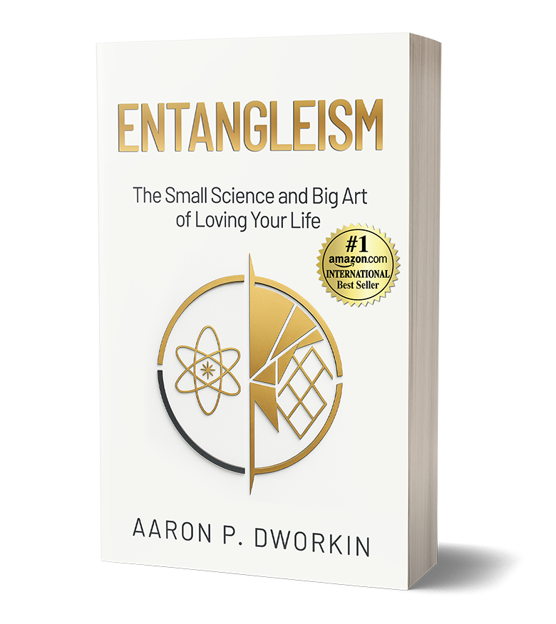 Book cover for Aaron P. Dworkin's "Entangleism" with a gold emblem added.