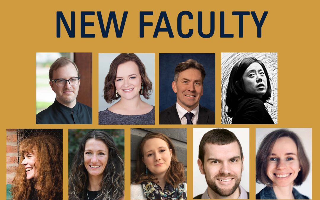Collage of 7 faculty headshots labeled "New Faculty"