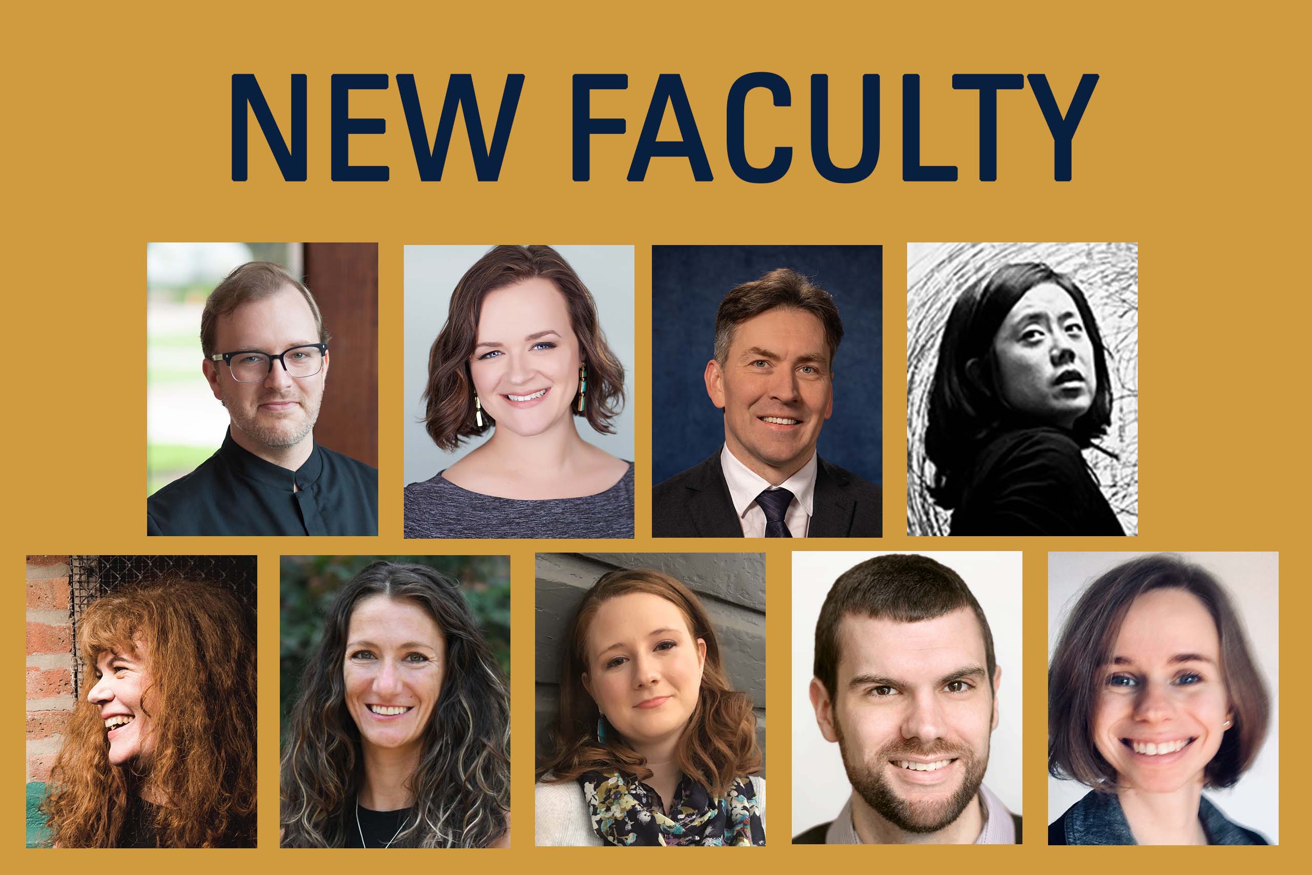 Collage of 7 faculty headshots labeled "New Faculty"