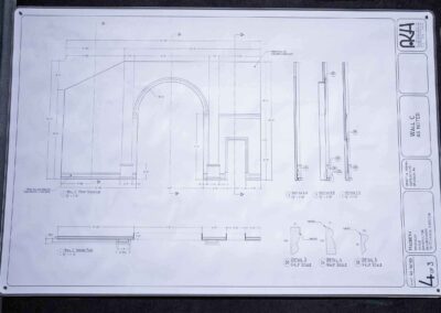 Blueprints of a set wall for Macbeth, designed by Heeres.