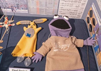 Two puppets created by Yoo for Introduction to Puppetry.