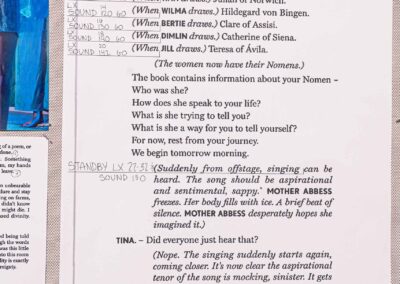 Close up of Walton’s call script for The Convent.