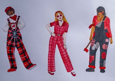 Costume sketches focusing on pattern study by Steever.