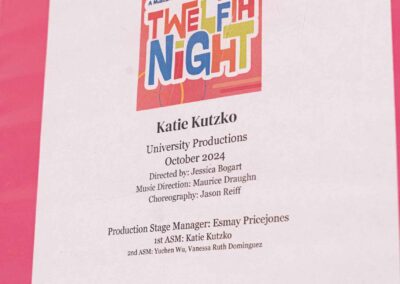 Kutzko’s assistant stage manager prompt book for Twelfth Night.