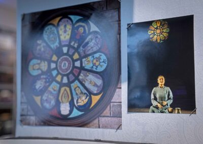 Production photos of the stained glass set piece from The Convent.