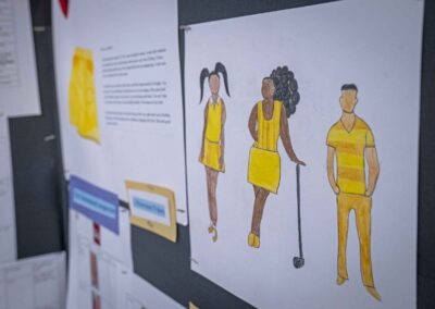Close up of Robert’s costume sketches.