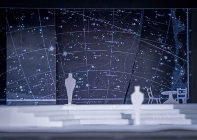 Close-up of a set model created by Liu.