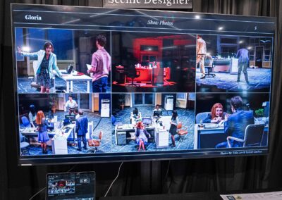 Lev’s digital display showing an array of production photos from Gloria.