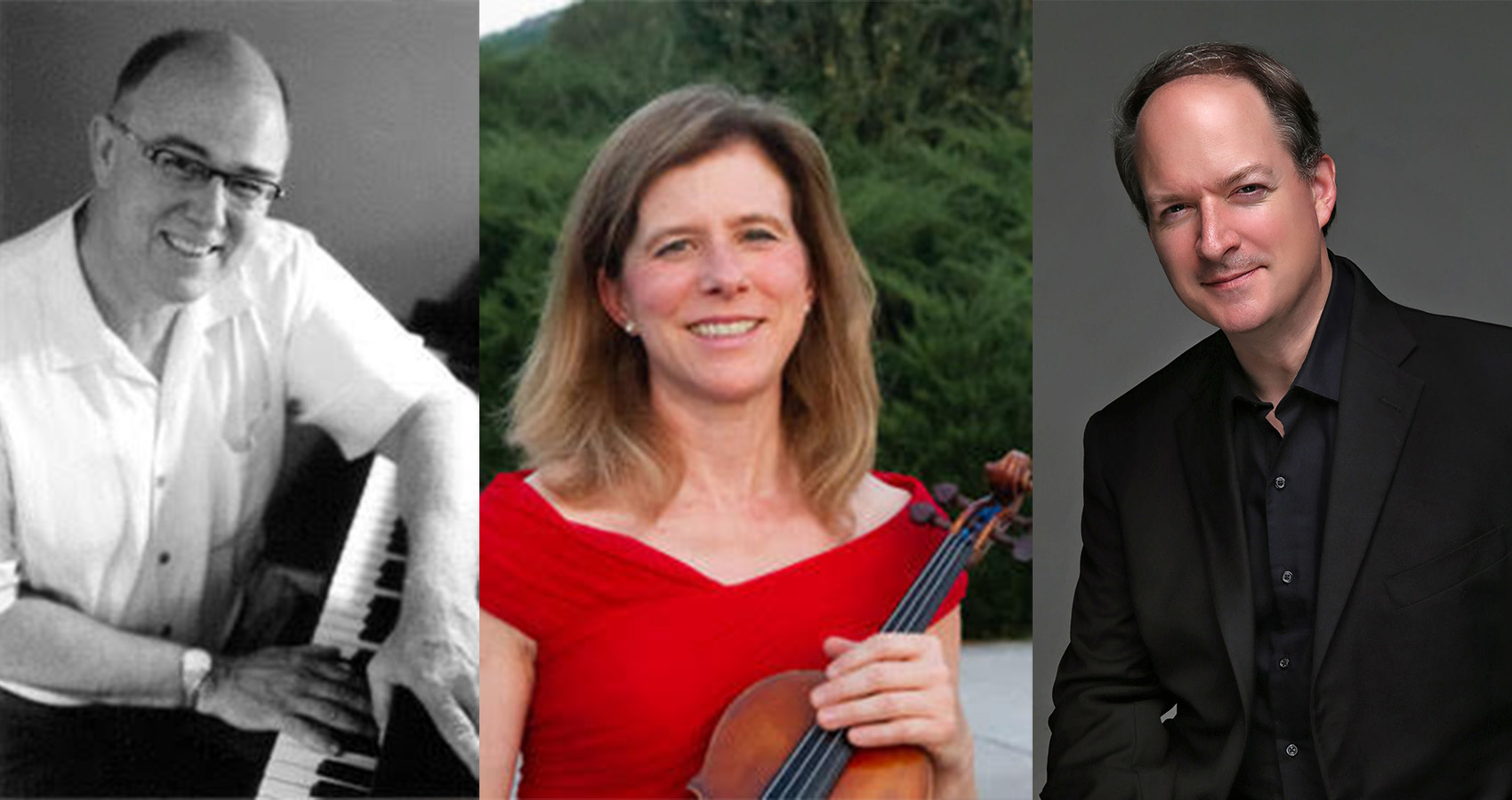 Portraits of the three presenters.