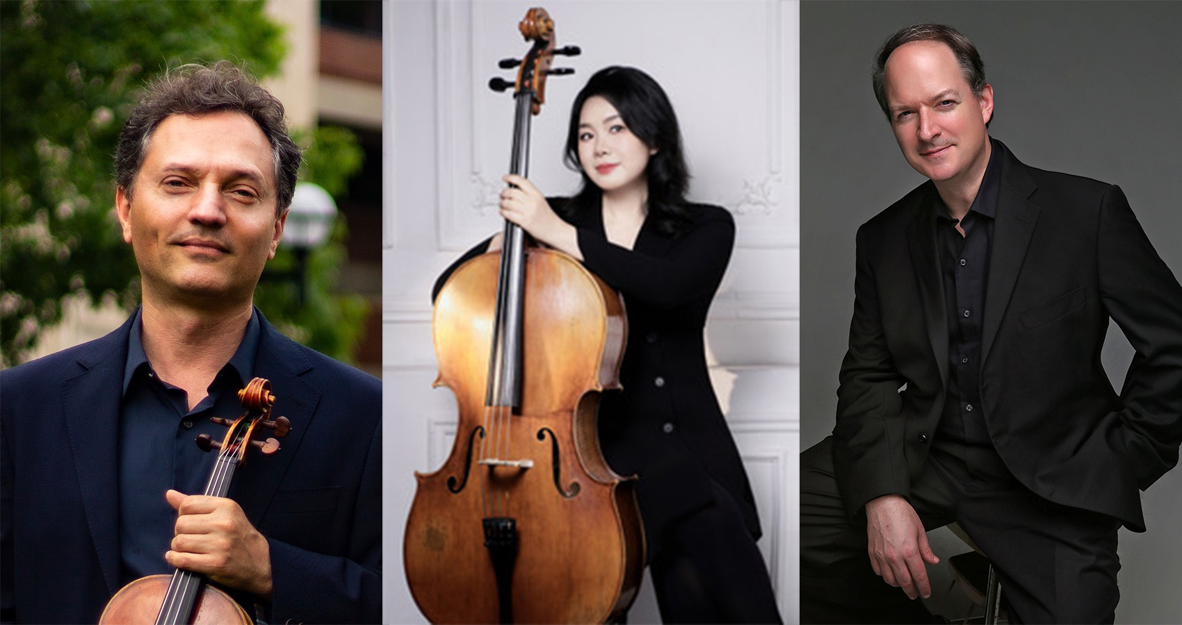 Portraits of the three faculty performers.