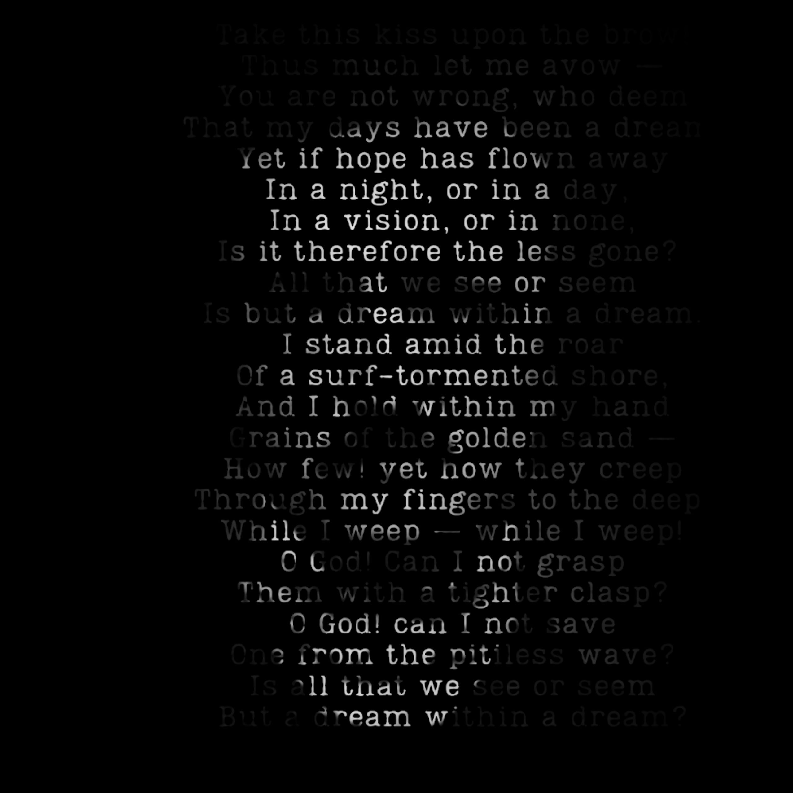 Jeff Myers cover art album Dark Imagining Album cover with a black background. Snippets of white text in a typewriter font form the eerie shape of a face.