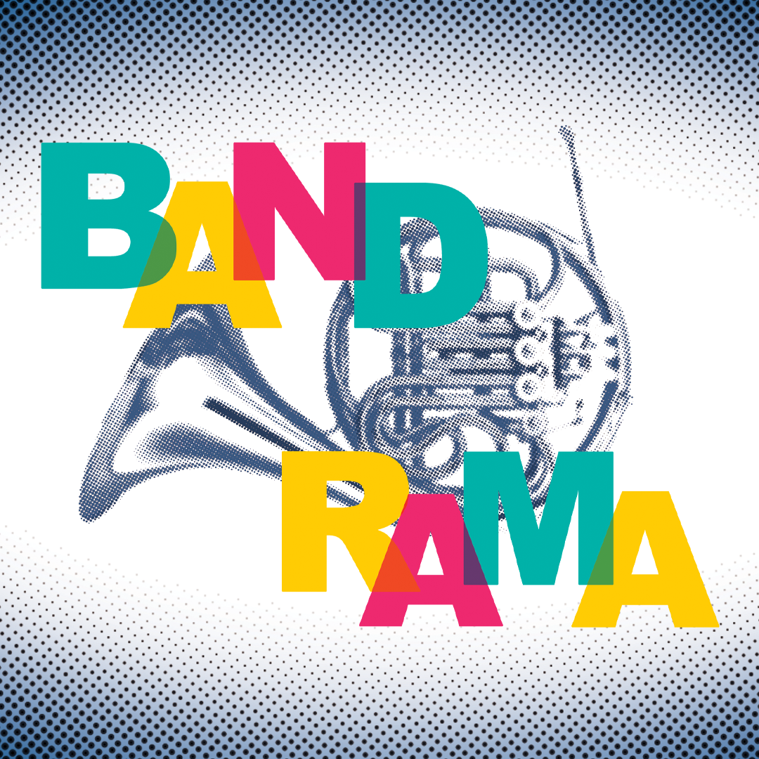 Band-O-Rama graphic with a French horn as the O.